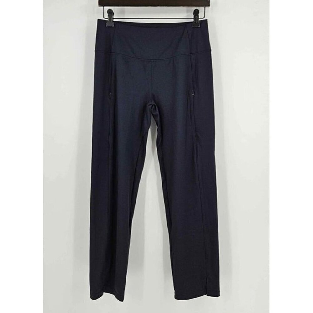 G4 Free Womens Blue Wide Waistband Athletic Straight Leg Front Zip Pocket Pant L